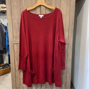 Susan Graver Rich Red Crew Neck Sweater
